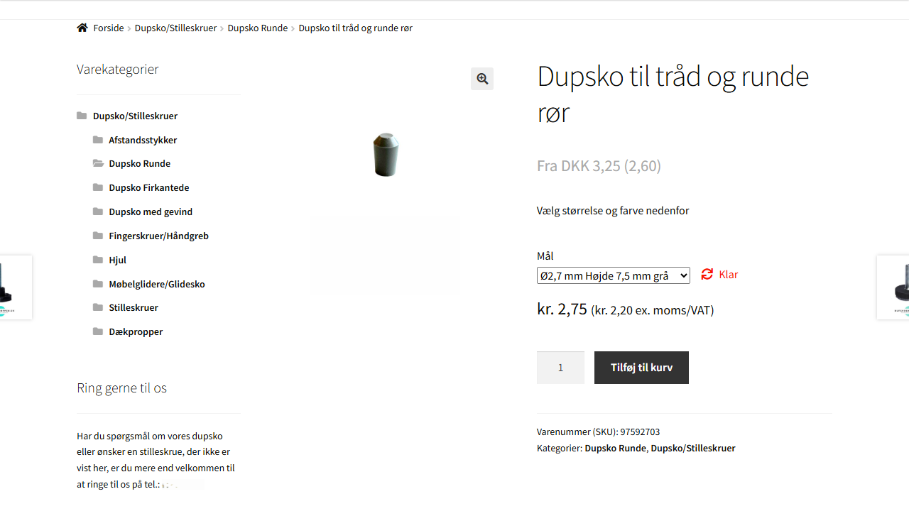 Eksempel på produktvariation i WooCommerce-webshop